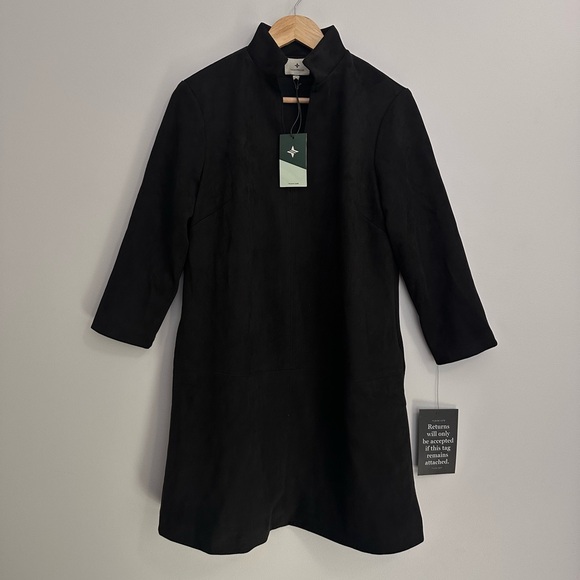 Tuckernuck Elegant Black Clifton Long Sleeve Suede Dress - Picture 4 of 7